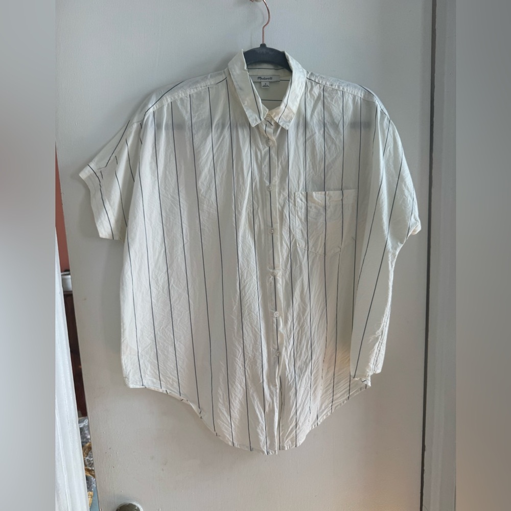 Madewell White Button Down Shirt Casual Cotton Top Tie Up Bottom